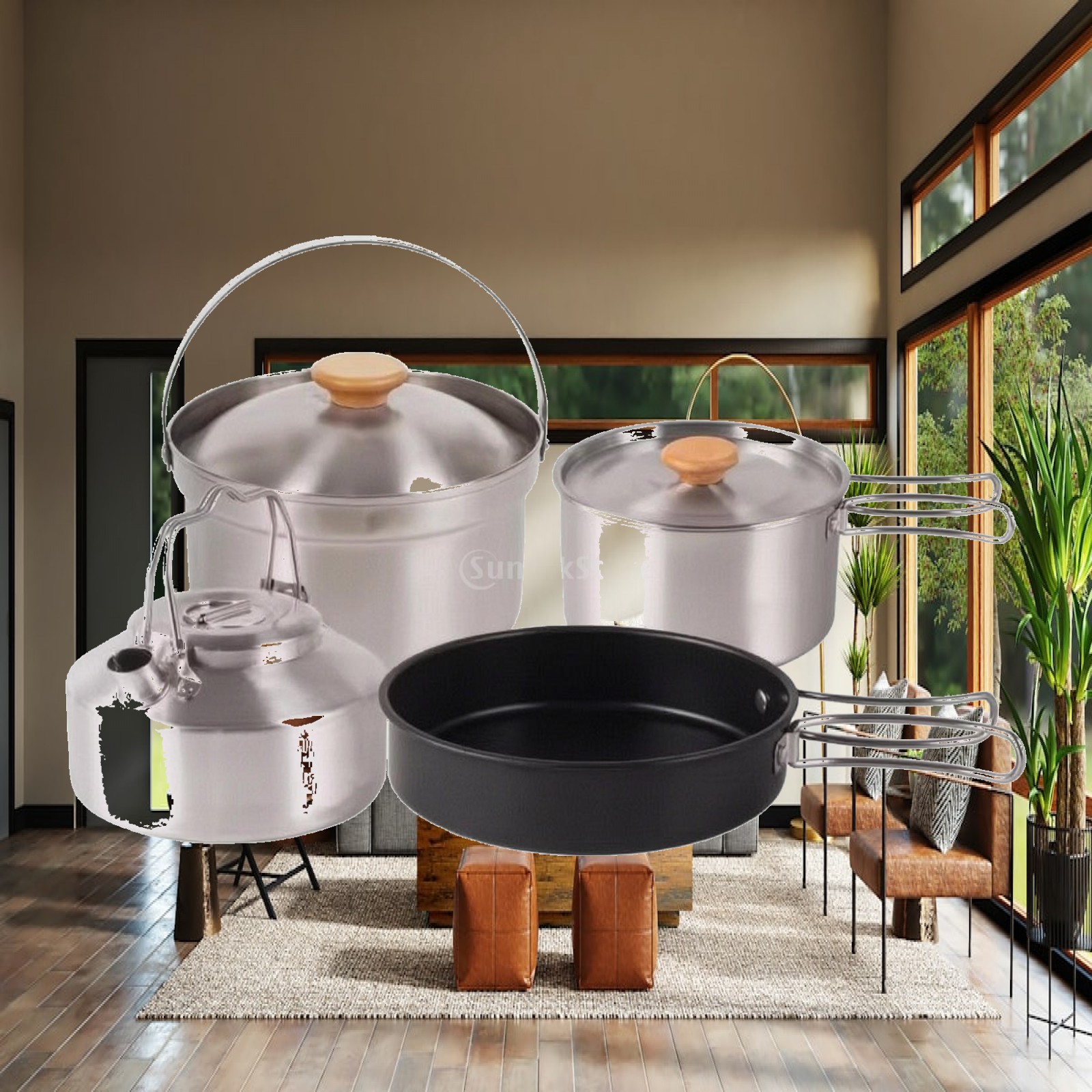 Camping Cooking Set For 4 - 4 Pieces Stainless Steel Camp Cooking