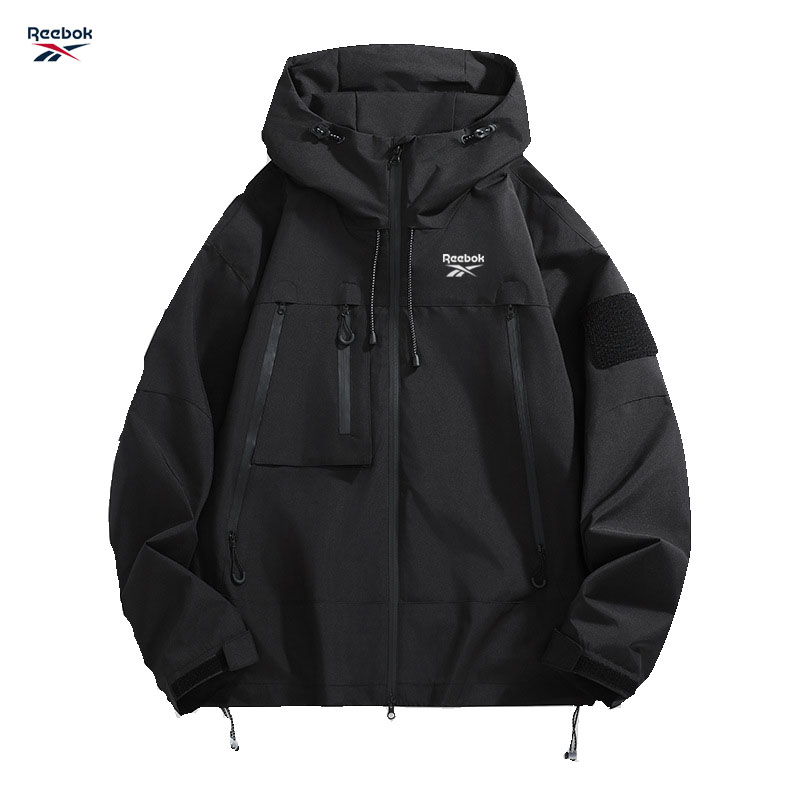 Camping Cooking Windbreak - Reebok Men's Hooded Jacket, Black Waterproof