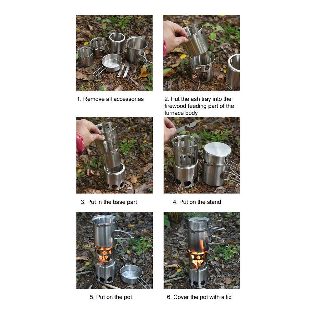 Stainless Steel Camping Cookwa - Camping Cooking Pot With Lid recension och pris