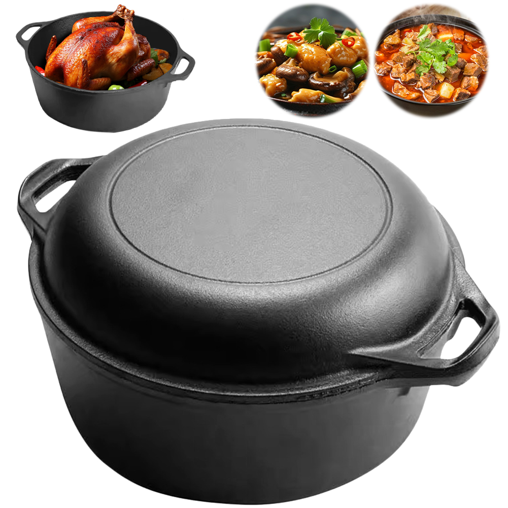 2 in 1 Cast Iron Dutch Oven Po - Camping Cooking Cast Iron recension och pris