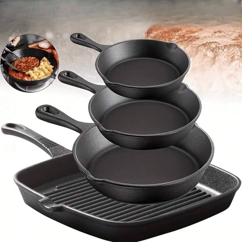 4-Piece Cast Iron Cookware Set - Camping Cooking Set For 4 recension och pris