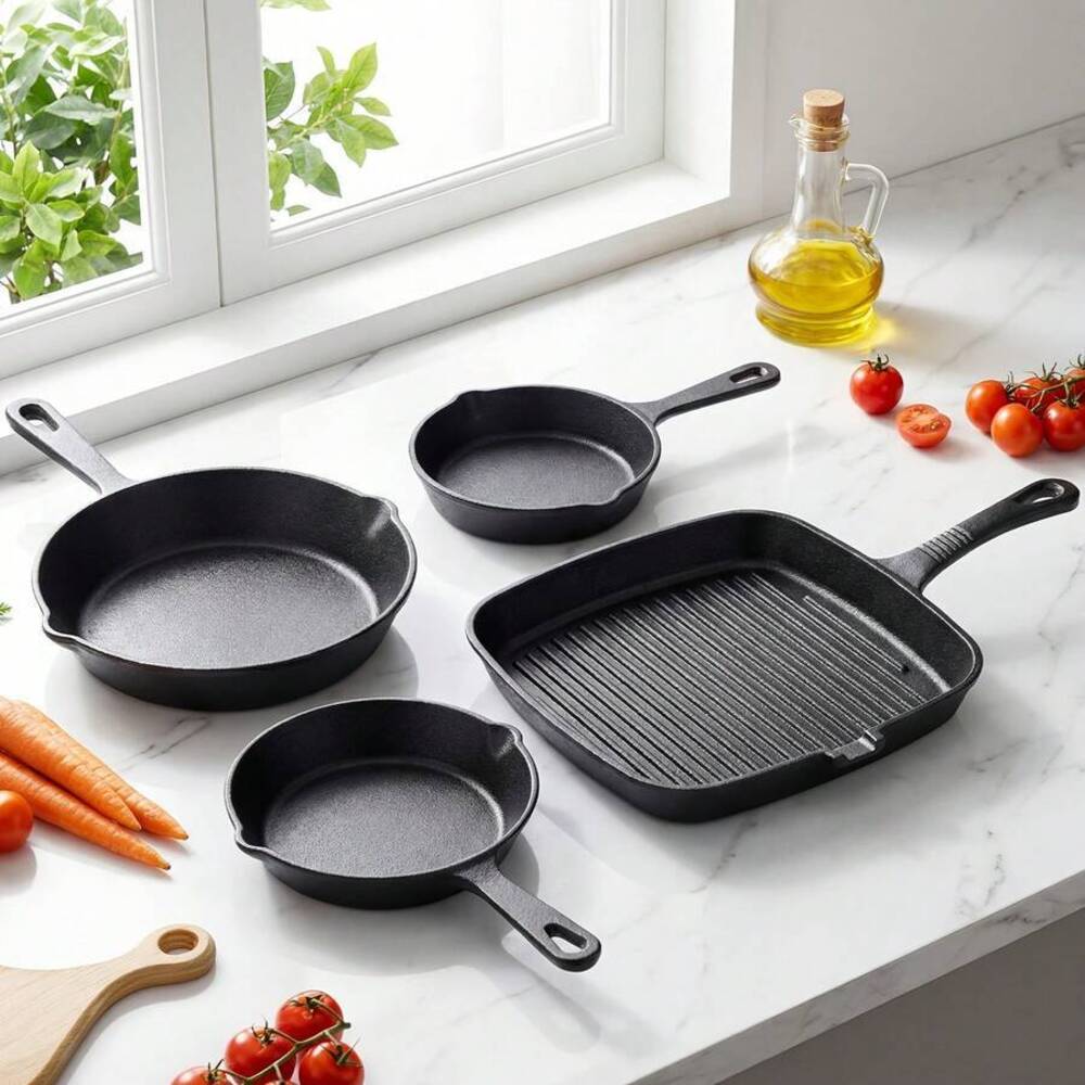 4-Piece Cast Iron Cookware Set - Camping Cooking Set For 4 recension och pris