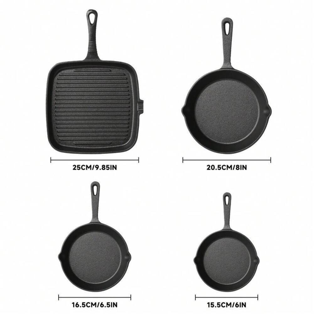 4-Piece Cast Iron Cookware Set - Camping Cooking Set For 4 recension och pris