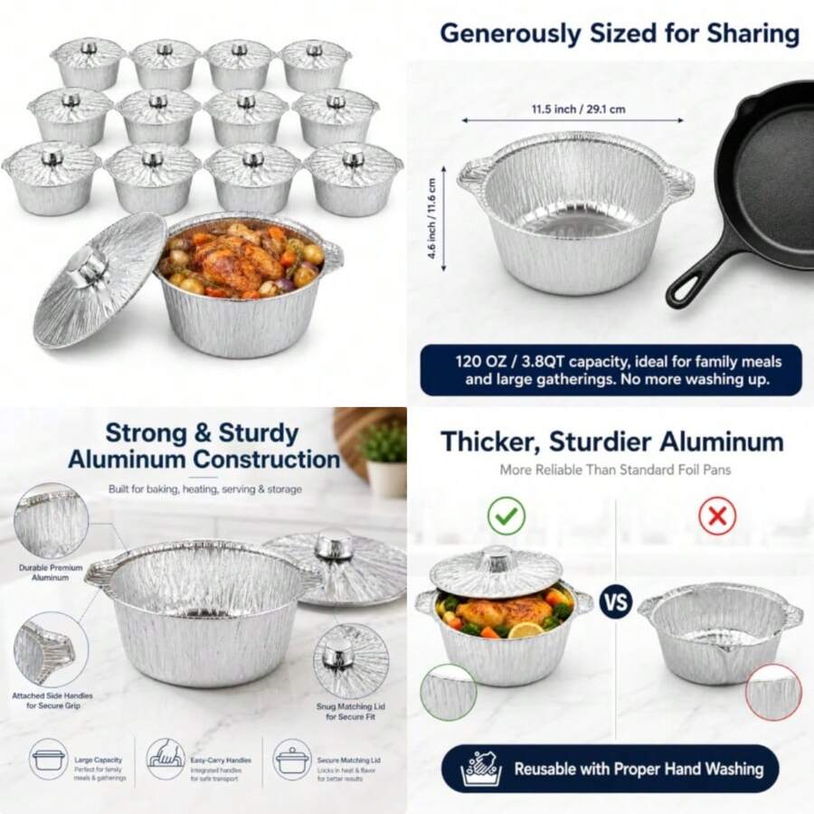 12 Pack Disposable Pot With Li - Camping Cooking Pot With Lid recension och pris