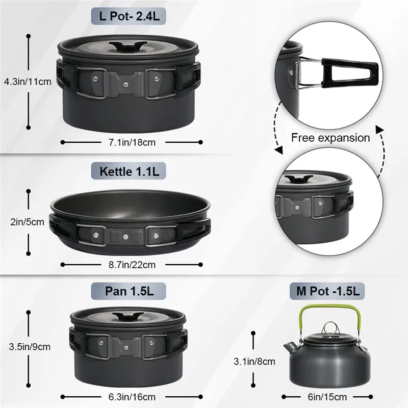 Portable Camping Cookware Set  - Camping Cooking Set For 4 recension och pris