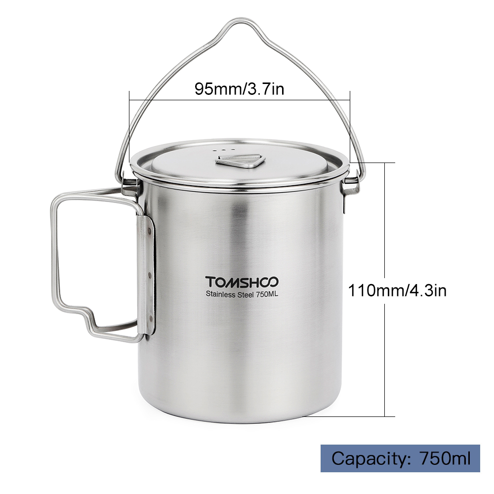 TOMSHOO 750ml Stainless Steel  - Camping Cooking Cup recension och pris
