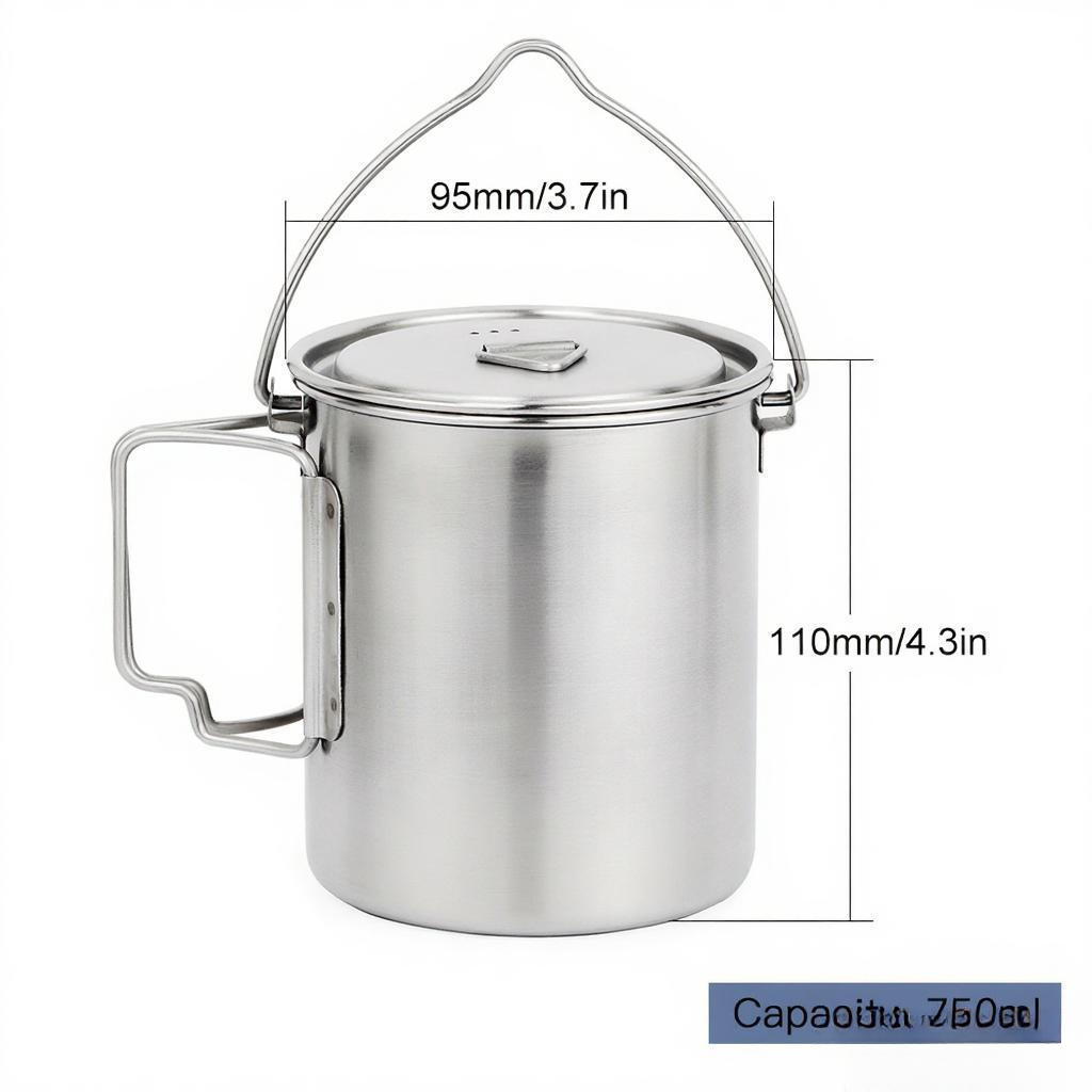 750ml Stainless Steel Pot Port - Camping Cooking Cup recension och pris