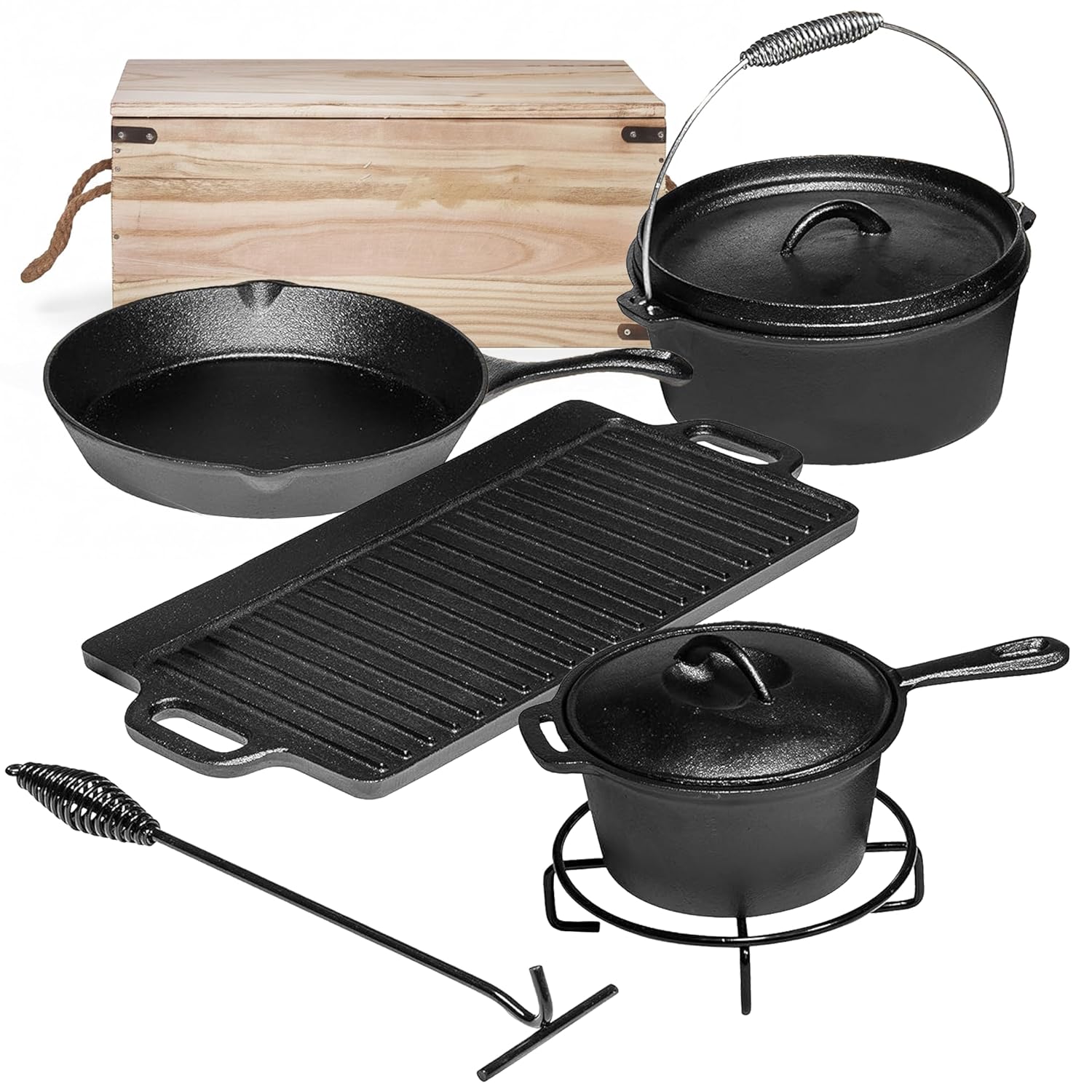 Camping Cooking Set Of 7. Pre  - Camping Cooking Pot With Lid recension och pris