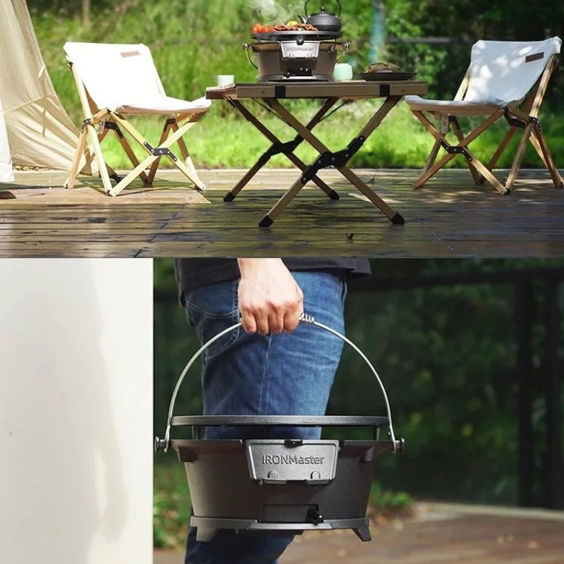 Round Charcoal Grill, Food-Saf - Camping Cooking Cast Iron recension och pris