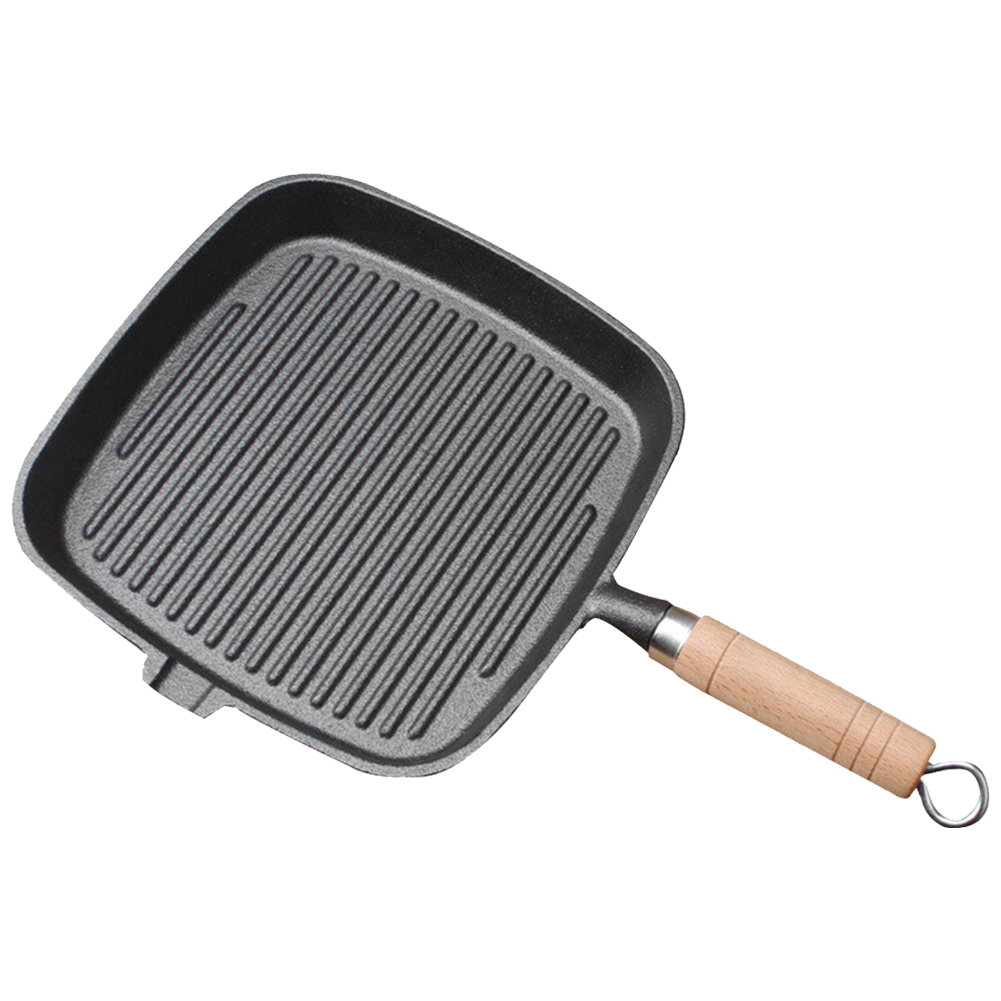 Iron Skillet Steak Pan with Wo - Camping Cooking Cast Iron recension och pris