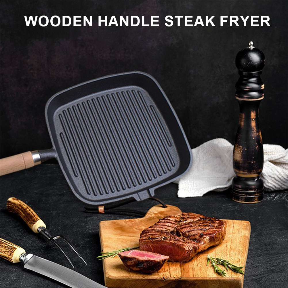 Iron Skillet Steak Pan with Wo - Camping Cooking Cast Iron recension och pris