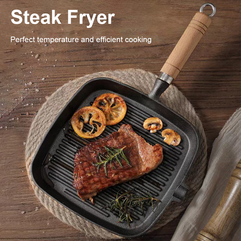 Iron Skillet Steak Pan with Wo - Camping Cooking Cast Iron recension och pris